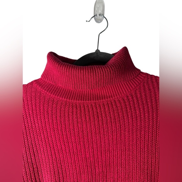 Ambiance Apparel Women’s Sweater Large Red Turtleneck Ribbed Knit Long Sleeve - Picture 4 of 8
